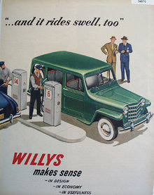 Willys Station Wagon At Gas Pump 1950 Ad