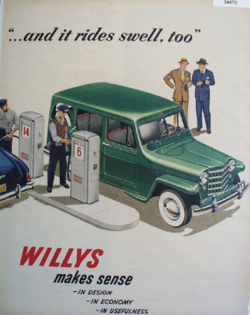 Willys Station Wagon At Gas Pump 1950 Ad