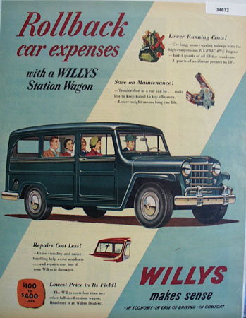Willys Station Wagon Rollback car expense 1951 Ad