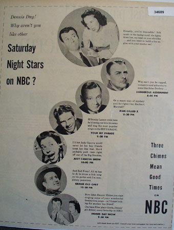 Stars on NBC 1951 Ad