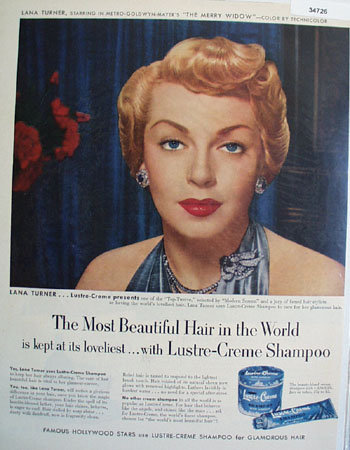 Lustre Crème Shampoo Lana Turner 1952 Ad