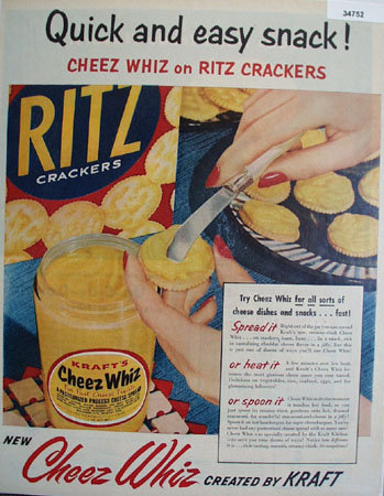 Cheez Whiz And Ritz Crackers 1955 Ad