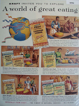 Kraft Cheese Great eating 1958 Ad