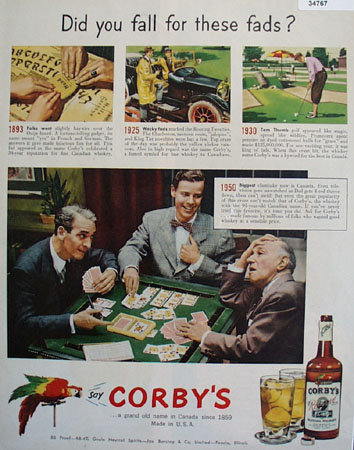 Corbys Blended Whiskey Fads 1950 Ad