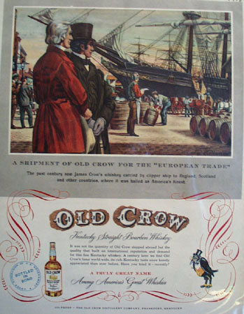 Old Crow Whiskey Clipper Ship 1951 Ad