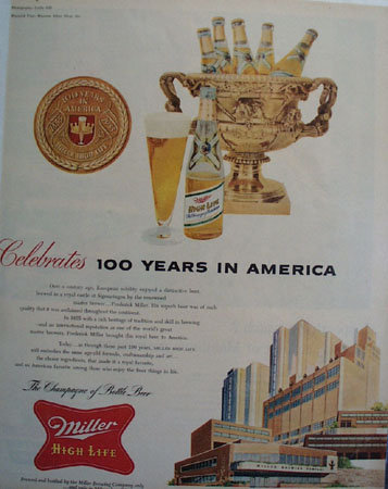 Miller Brewing Co. 100 Years 1955 Ad