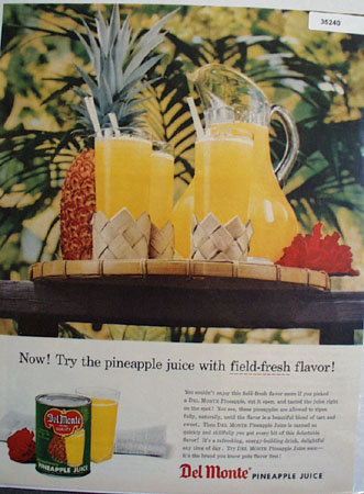 Del Monte Pineapple Juice 1958 Ad