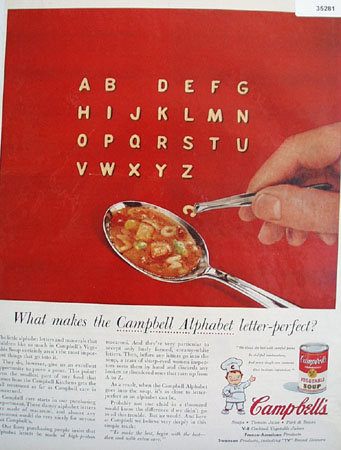 Campbells Alphabet Vegetable Soup 1956 Ad