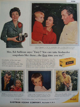 Kodak Kodacolor Film Mrs. Ed Sullivan 1959 Ad