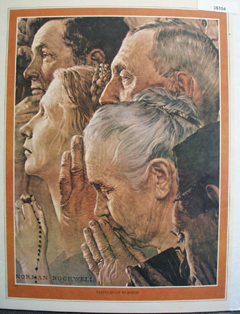 Norman Rockwell Freedom of Worship 1976 Picture