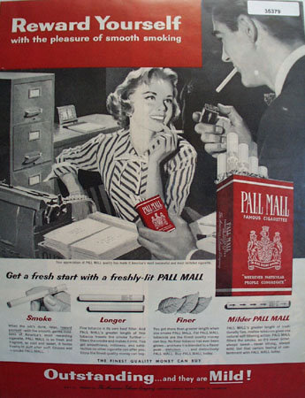 Pall Mall Famous Cigarettes 1957 Ad