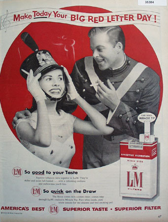 L And M Filter Cigarettes 1956 Ad