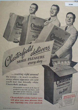 Chesterfield Cigarettes Delivers 1938 Ad