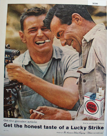 Lucky Strike Cigarettes Honest Taste 1958 Ad.