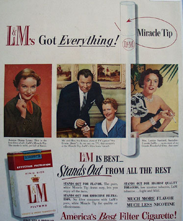 L and M Filter Cigarettes 1955 Ad
