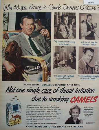 Camel Cigarettes Dennis O'Keefe 1952 Ad