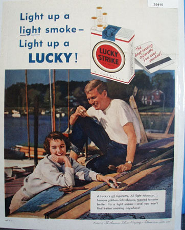 Lucky Strike Light Cigarette 1958 Ad