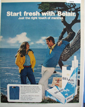Belair filter Long Cigarettes 1972 Ad