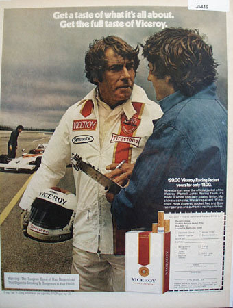 Viceroy Cigarettes Parnelli Jones 1972 Ad