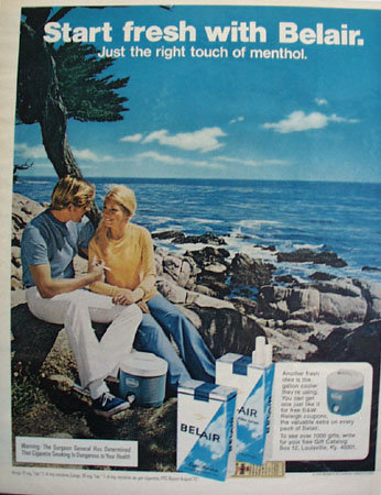 Belair Menthol Cigarettes 1972 Ad