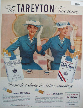 Tareyton Cigarette Twosome 1956 Ad