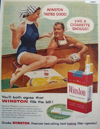 Winston Cigarette Fills the Bill 1957 Ad