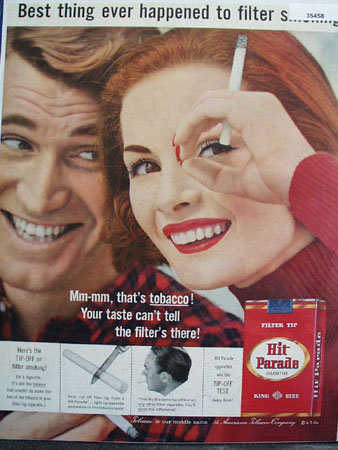 Hit Parade filter Tip Cigarette 1957 Ad