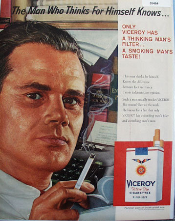 Viceroy Cigarette Thinking Man 1959 Ad