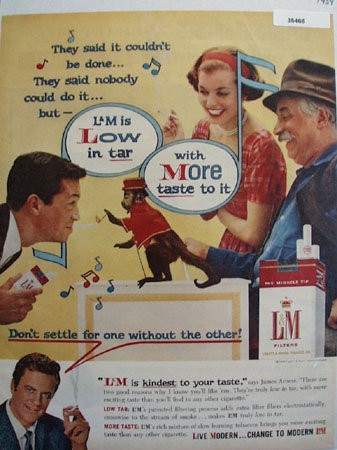 L and M Cigarette James Arness 1959 Ad