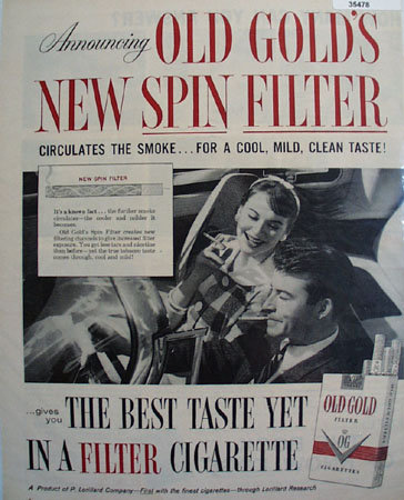Old Gold Cigarette Spin Filter 1958