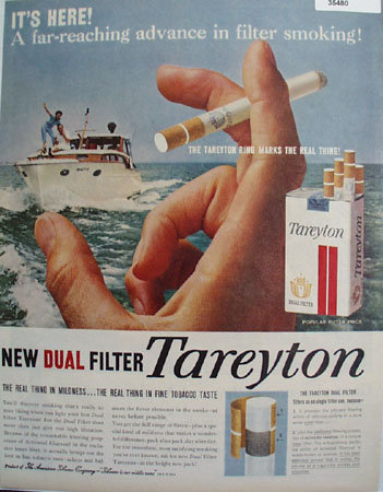 Tareyton Dual Filter Cigarette 1958 Ad.