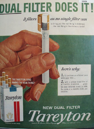 Tareyton New Dual Filter Cigarette 1959 Ad