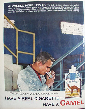 Camel Cigarette Lew Burdette 1958 Ad