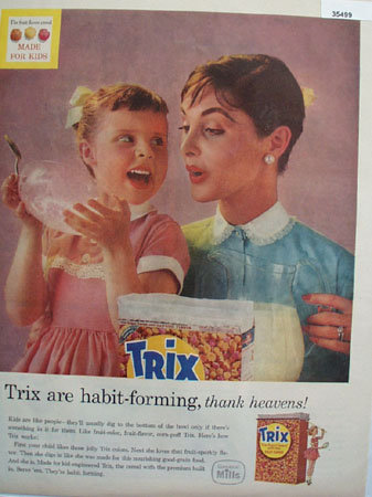 General Mills Trix Fruit Flavored Cereal 1957 ad