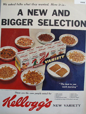 kelloggs Bigger Selection Cereal 1959 Ad
