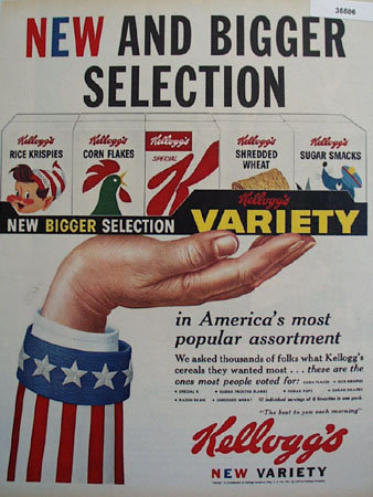 Kelloggs Cereal New Selection 1959 Ad
