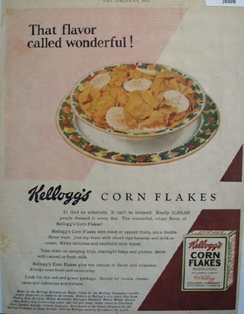 Kelloggs Corn Flakes No Substitute 1929 Ad