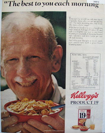 Kelloggs Product 19 Cereal 1972 Ad.