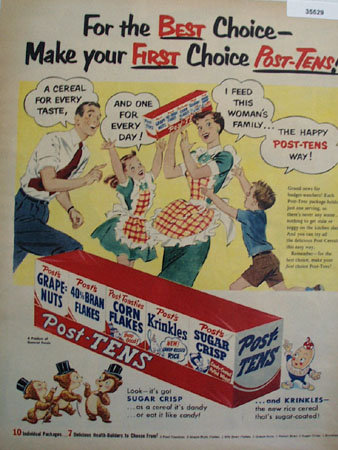 Post Tens Cereal 1953 Ad