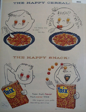 General Mills Trix Sugar Cereal 1957 Ad