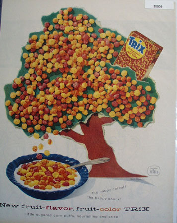 Trix Cereal Tree 1957 Ad.
