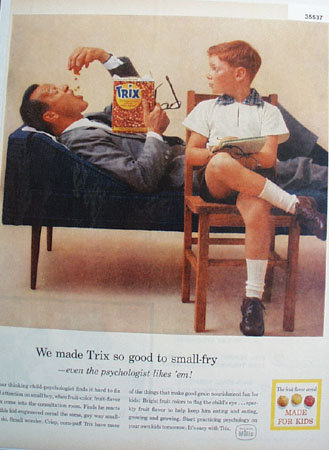 Trix Cereal Made for Kids 1958 Ad
