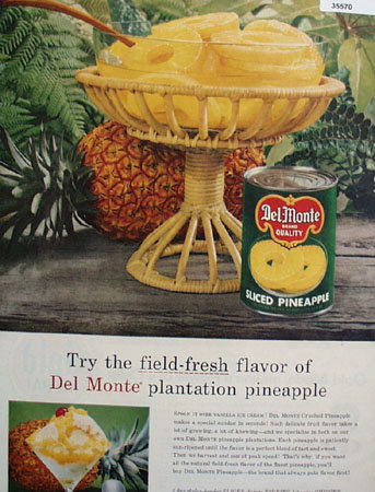 Del Monte Brand Sliced Pineapple 1957 Ad