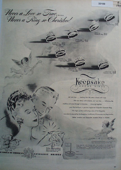Keepsake Diamond Never A Love so True Ad 1946