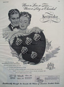 Keepsake Diamond Couple Behind Heart Ad 1947