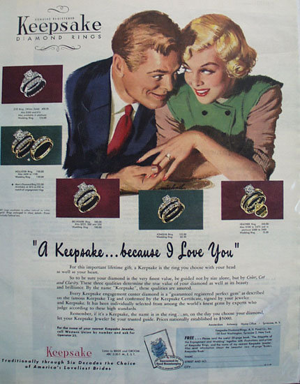 Keepsake Diamond Because I Love You Ad 1949