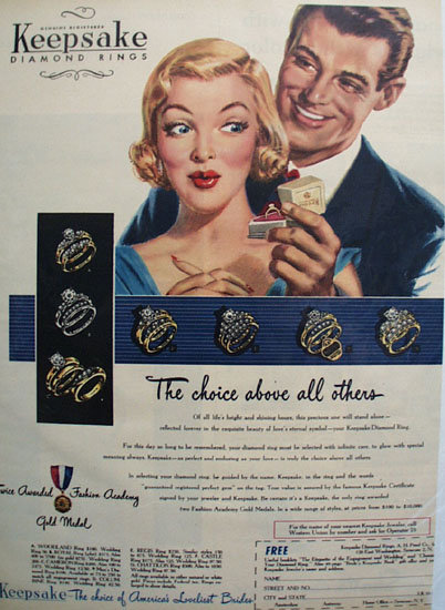Keepsake Diamond Choice Loveliest Brides Ad 1951