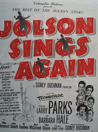 Jolson Sings Again Movie Ad 1949