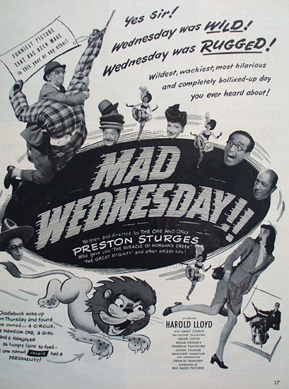 Mad Wednesday Movie Ad 1950