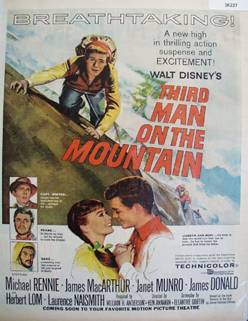 Movie Third Man On The Mountain 1959 Ad.